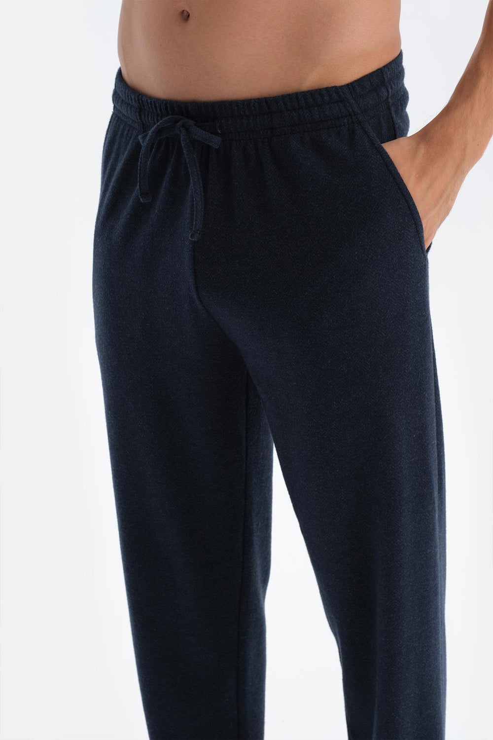 Lacivert Boru Paça Örme Pantolon