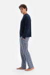 Indigo Bisiklet Yaka Pamuk Pijama Üstü
