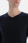 Lacivert Erkek Kaşmir Karışımlı V Yaka Triko