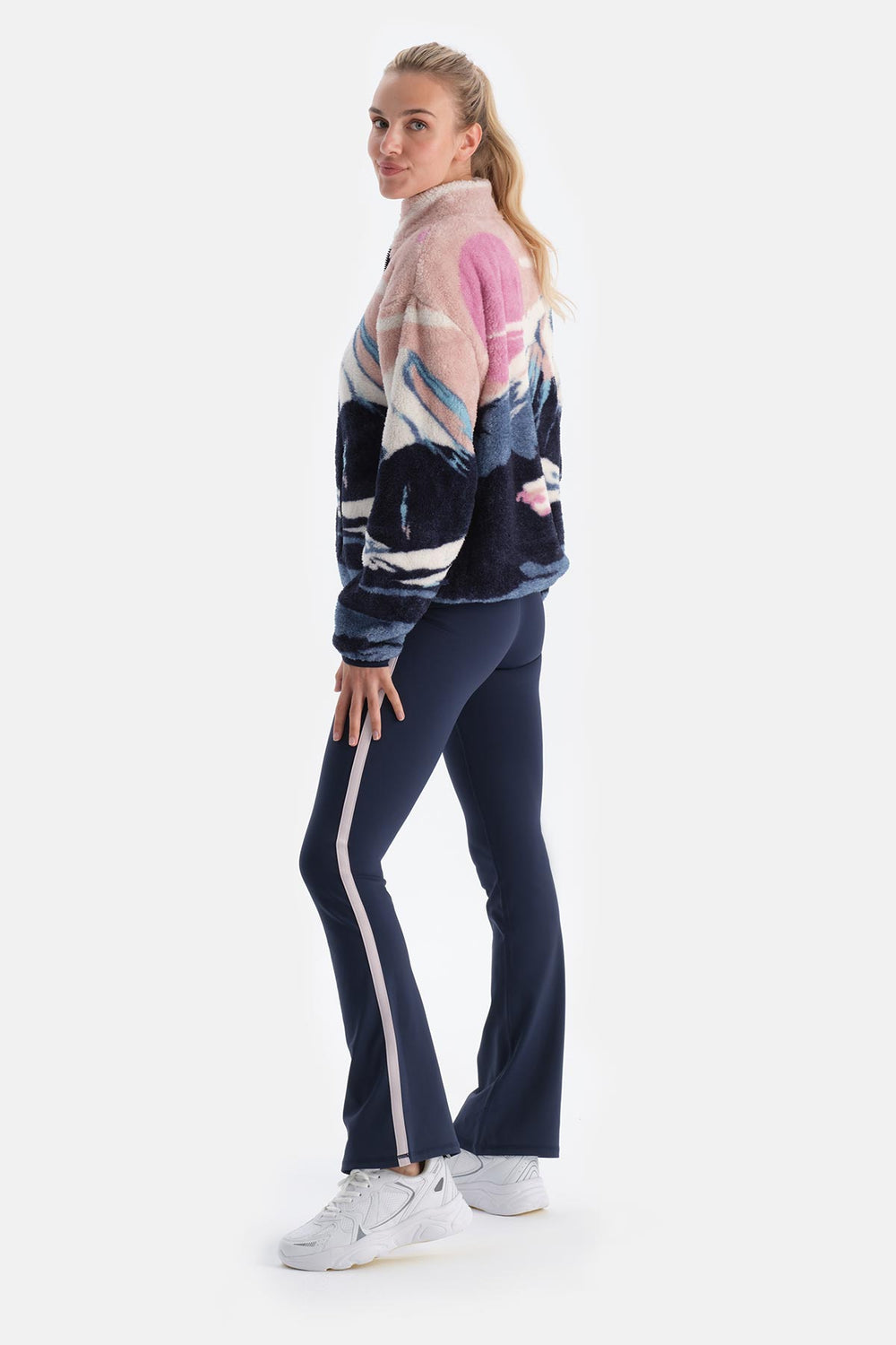 Multicolor Kadın Manzara Baskılı Polar Sweatshırt