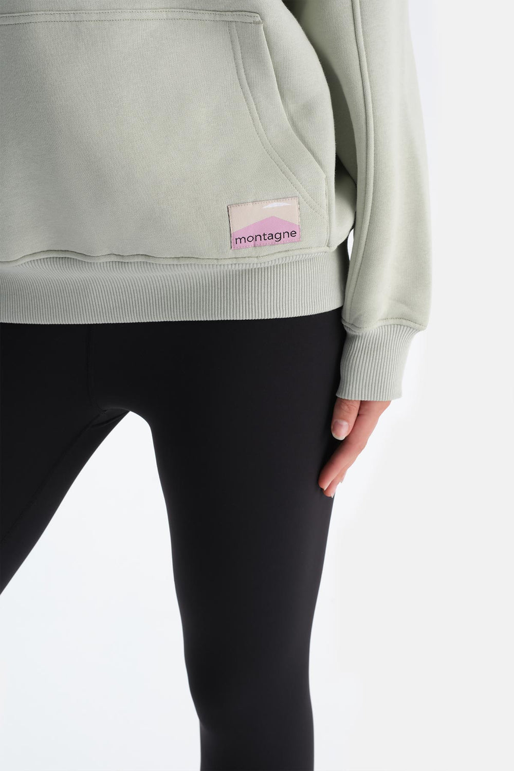 Mint Yeşili Kadın Sırt Baskılı Kapişonlu Sweatshırt