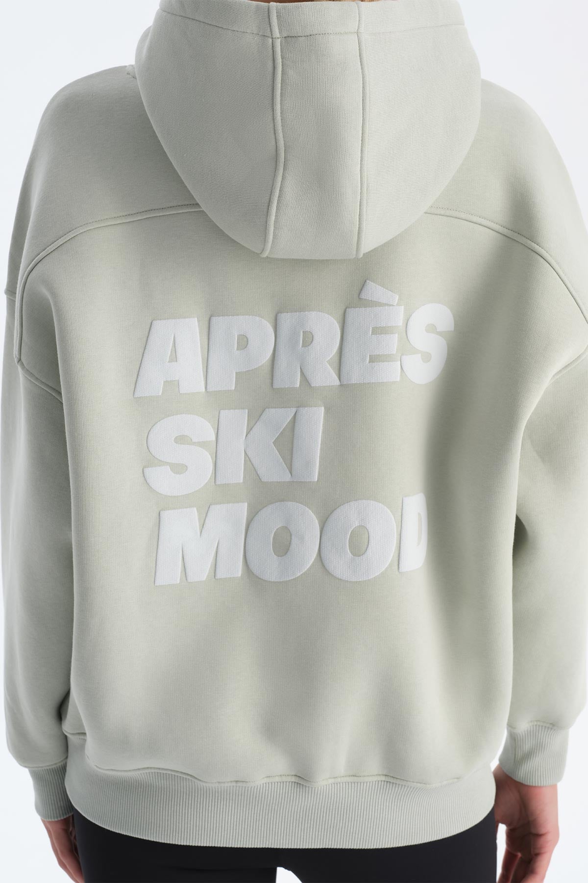 Mint Yeşili Kadın Sırt Baskılı Kapişonlu Sweatshırt