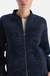 Navy WOMENS EMBROIDERY QUILTED COAT