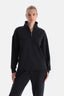 Black WOMENS HALF ZIPPER MODAL SWEATSHIRT