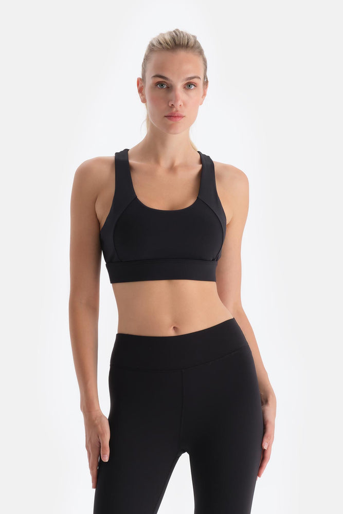 Black LOW-BACK SPORTS BRA