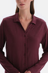 Bordeaux BASIC COTTON MODAL SHIRT PANTS KNITTED PAJAMAS SUIT