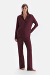 Bordeaux BASIC COTTON MODAL SHIRT PANTS KNITTED PAJAMAS SUIT