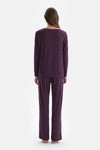 Purple BOAT NECK LONG SLEEVE COTTON MODAL KNITTED PAJAMAS SUIT