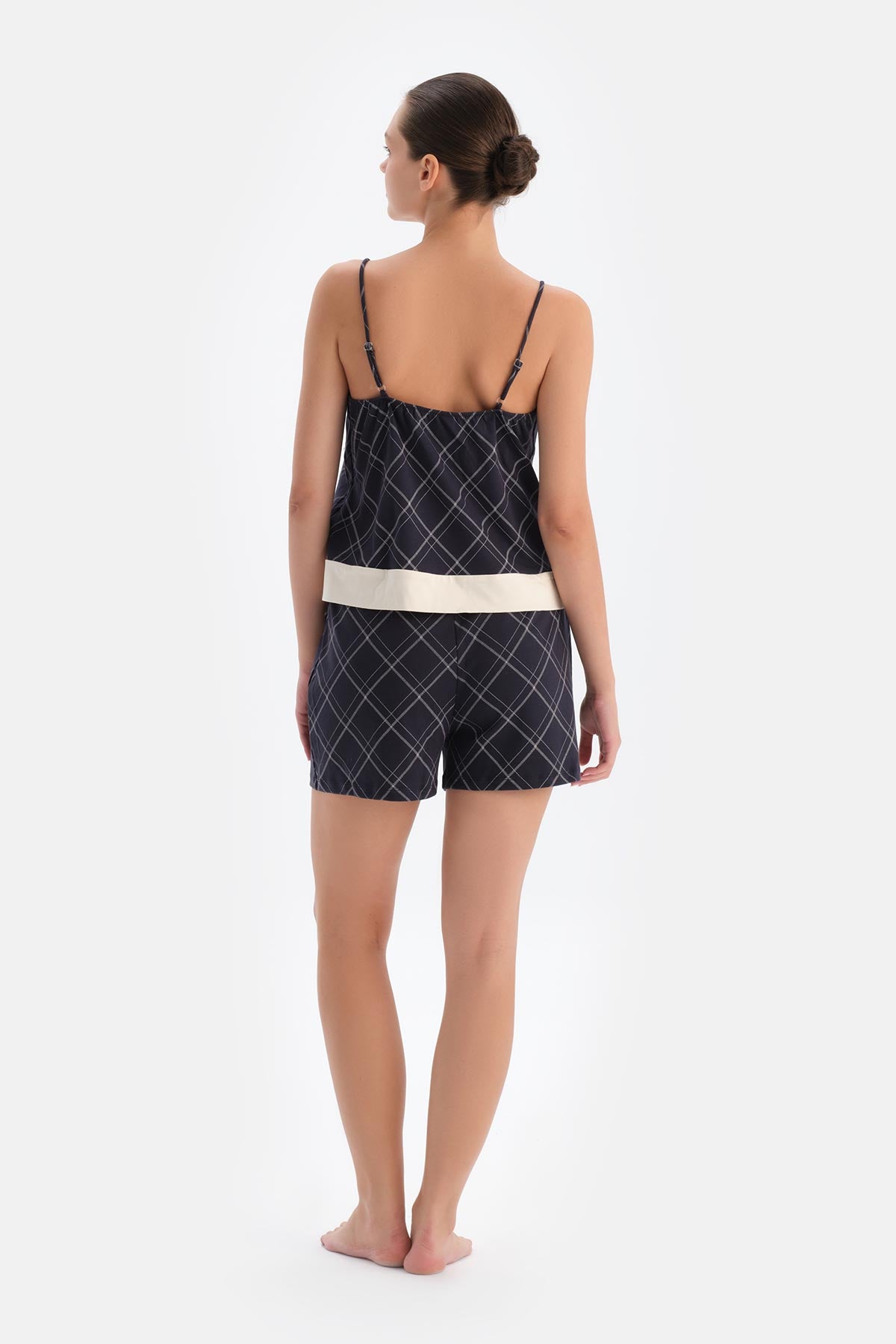 Lacivert Desenli Atlet Şort Pijama Takımı