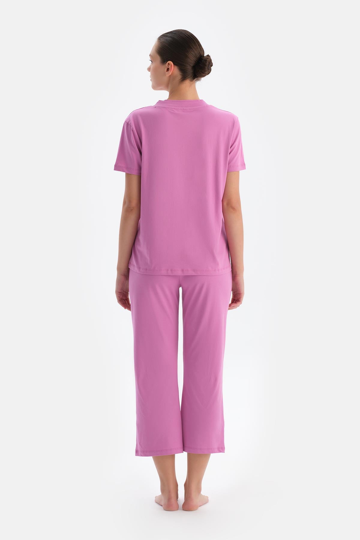 Fuşya Kadın V Yaka Pijama Takımı