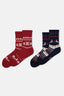 Red-Navy WOMENS COTTON ZIGZAG TEXTURED SOCKS