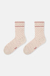 Beige-Red WOMENS COTTON ZIGZAG TEXTURED SOCKS