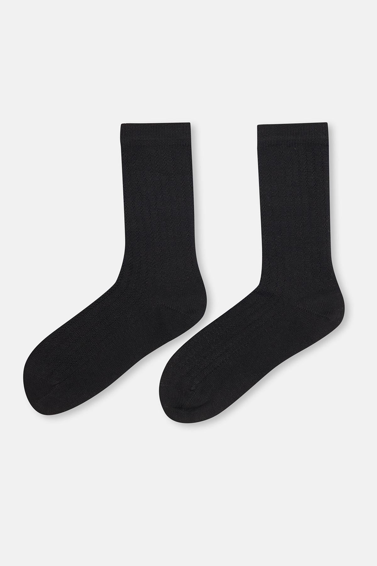 Siyah Kadın Ajurlu Bambu Çorap