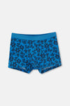 Mavi-Siyah 3'lü Desenli Pamuk Boxer