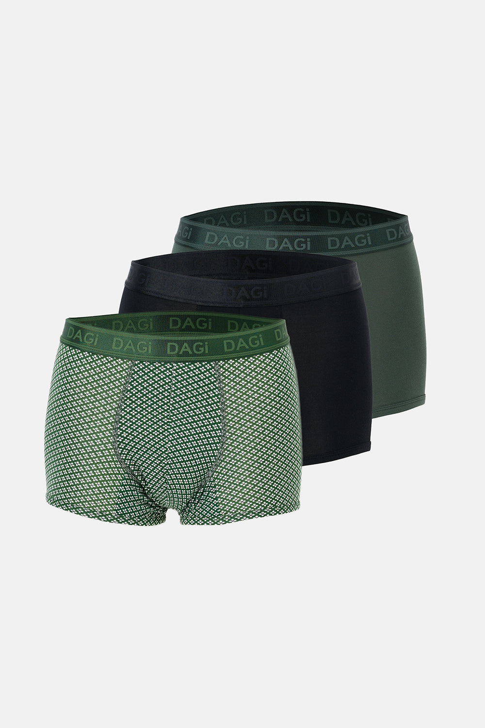 Yeşil 3'lü Desenli Micro Modal Boxer