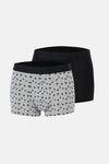Gri-Siyah 2'li Desenli Pamuk Boxer