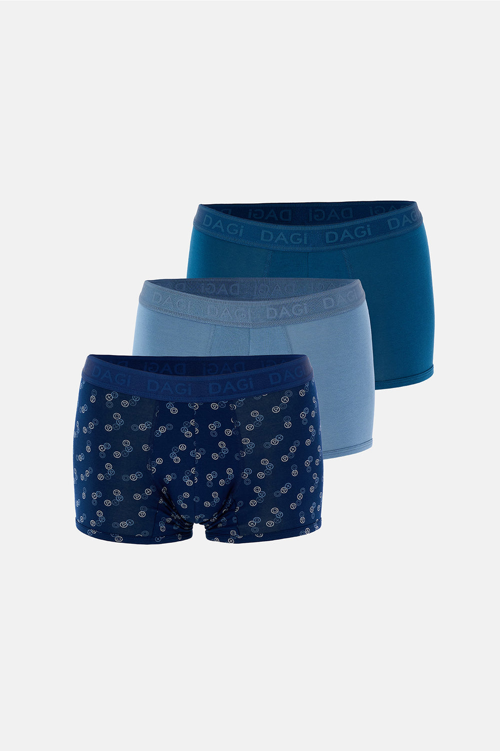 Lacivert-Mavi 3'lü Desenli Micro Modal Boxer
