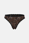 Bej-Kahverengi-Siyah Kadın 3'lü Dantel Detaylı Desenli Brief Külot