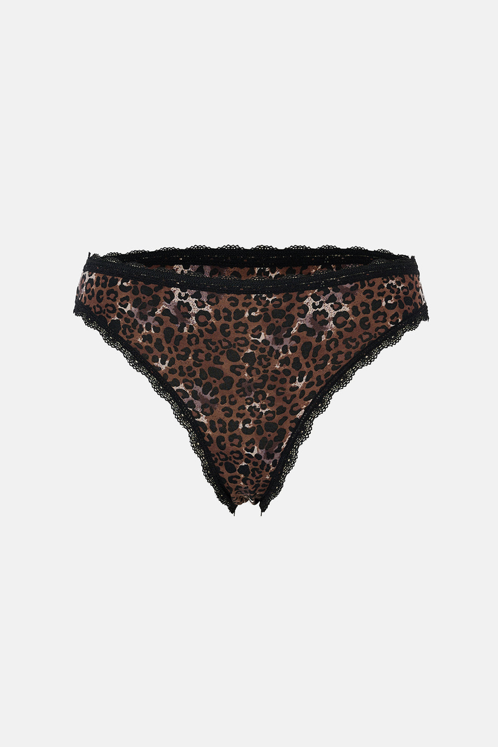 Bej-Kahverengi-Siyah Kadın 3'lü Dantel Detaylı Desenli Brief Külot