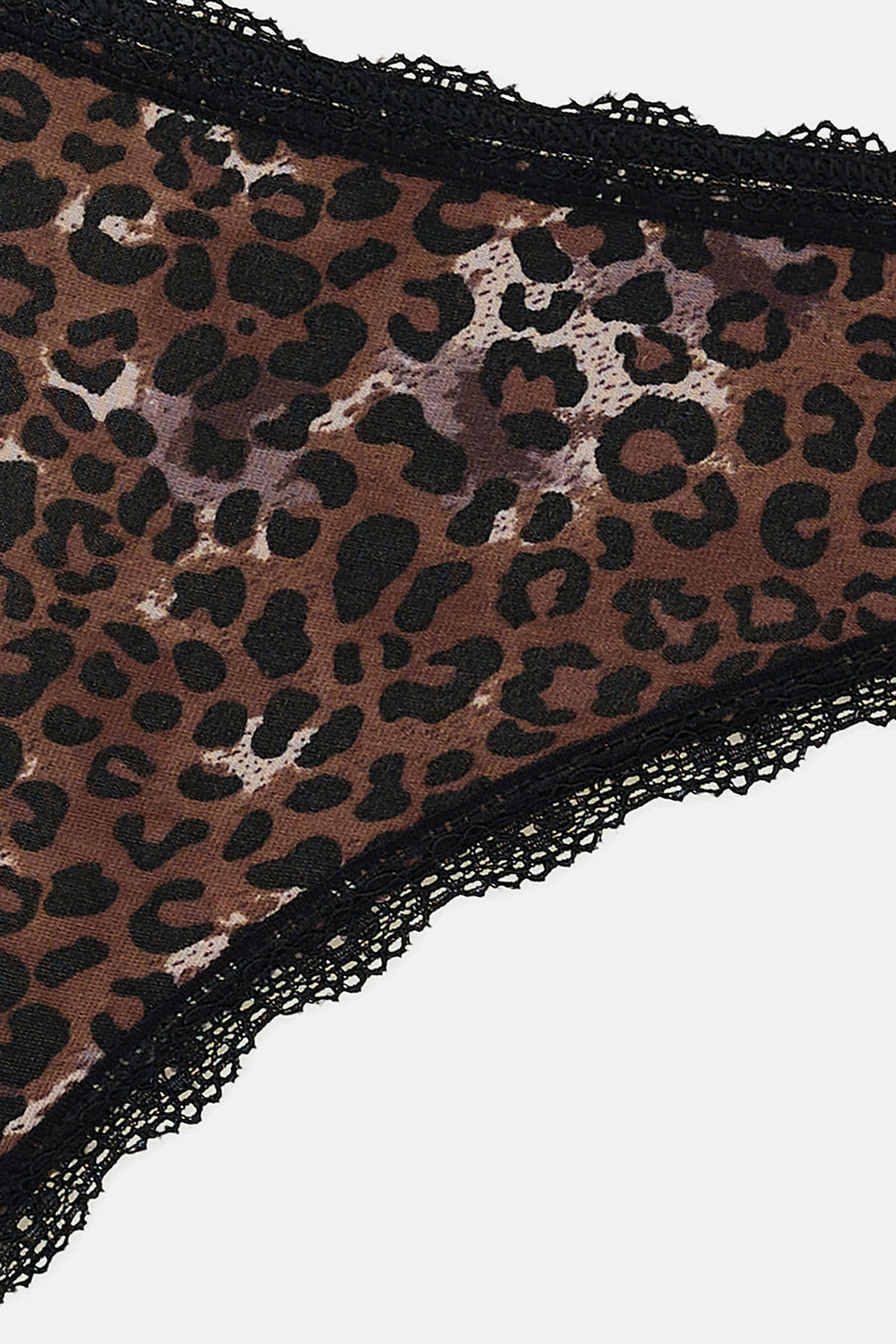 Bej-Kahverengi-Siyah Kadın 3'lü Dantel Detaylı Desenli Brief Külot