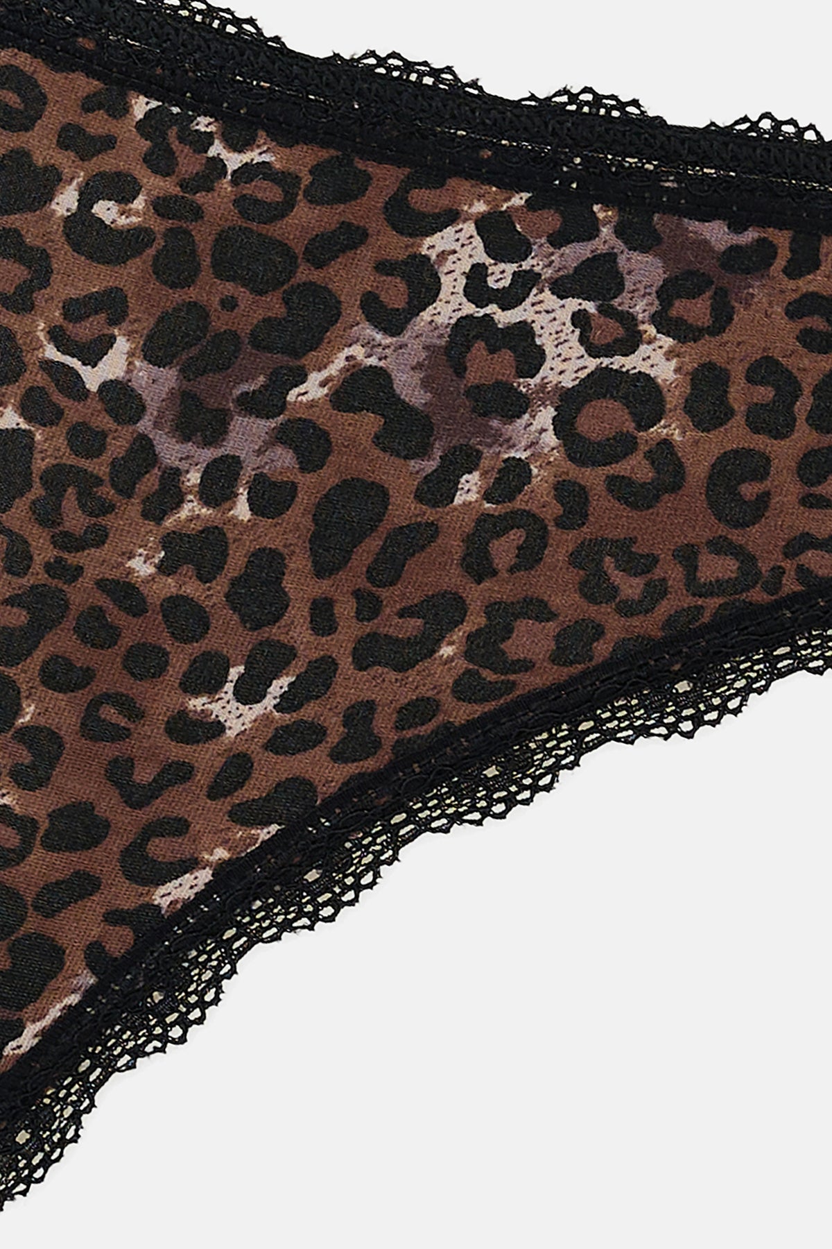 Bej-Kahverengi-Siyah Kadın 3'lü Dantel Detaylı Desenli Brief Külot