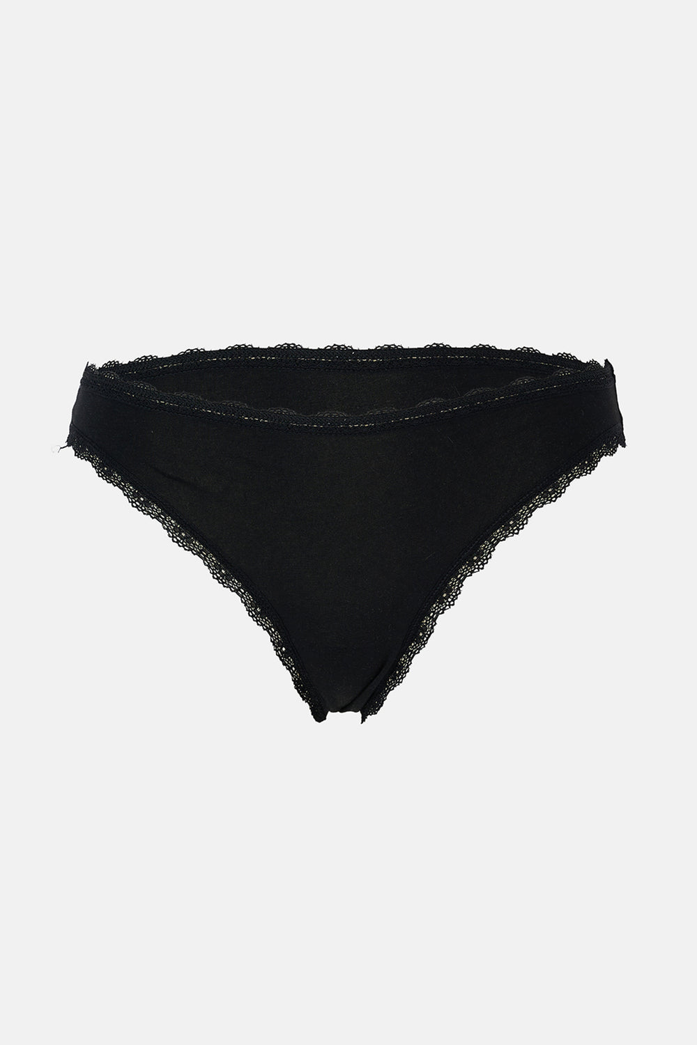 Bej-Kahverengi-Siyah Kadın 3'lü Dantel Detaylı Desenli Brief Külot