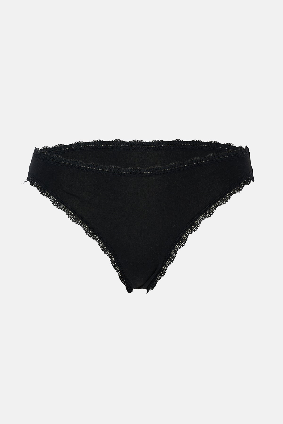 Bej-Kahverengi-Siyah Kadın 3'lü Dantel Detaylı Desenli Brief Külot