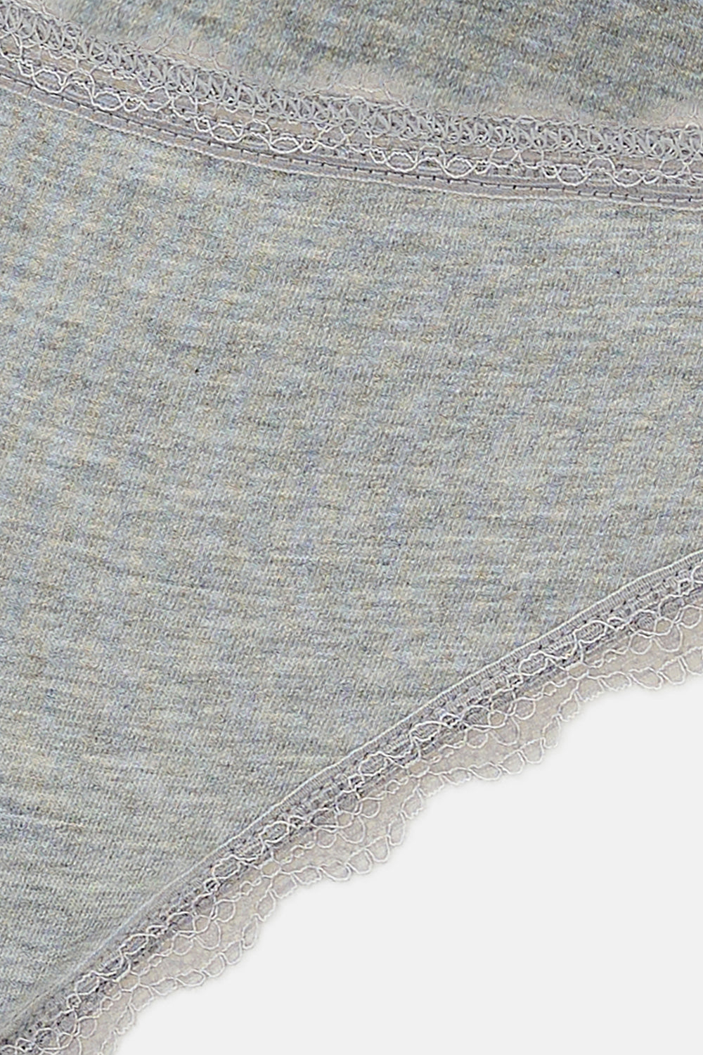 Ekru-Gri Melanj-Gül Kurusu Kadın 3'lü Dantel Detaylı Düz Brief Külot