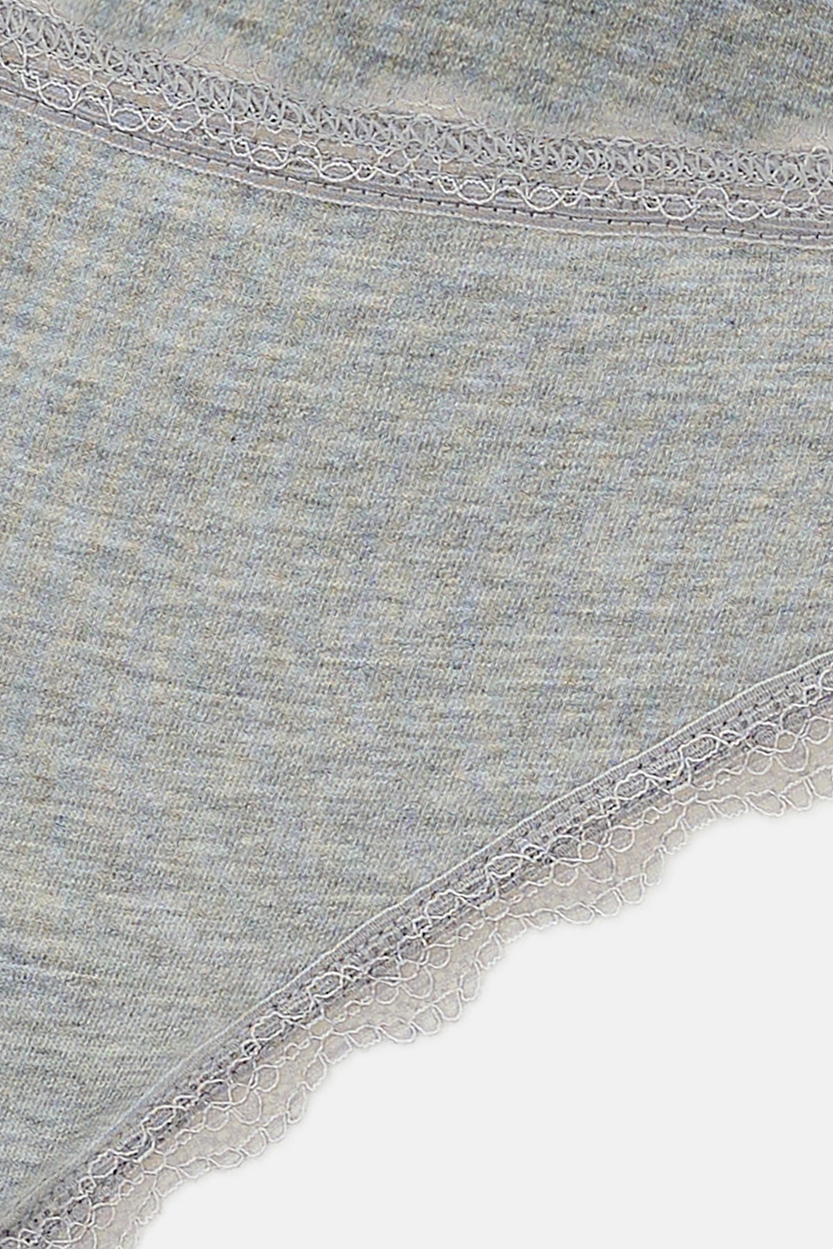 Ekru-Gri Melanj-Gül Kurusu Kadın 3'lü Dantel Detaylı Düz Brief Külot