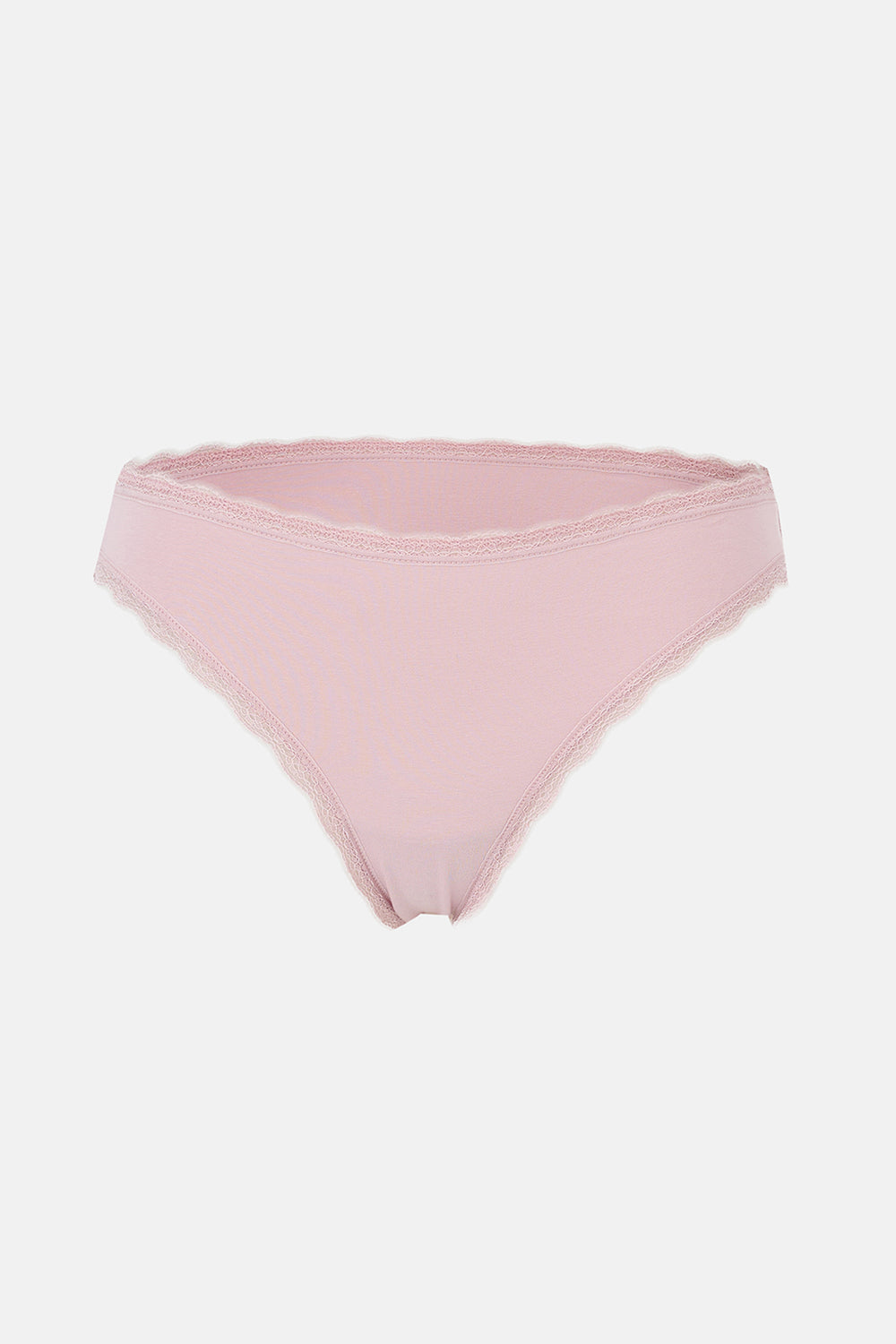 Ekru-Gri Melanj-Gül Kurusu Kadın 3'lü Dantel Detaylı Düz Brief Külot