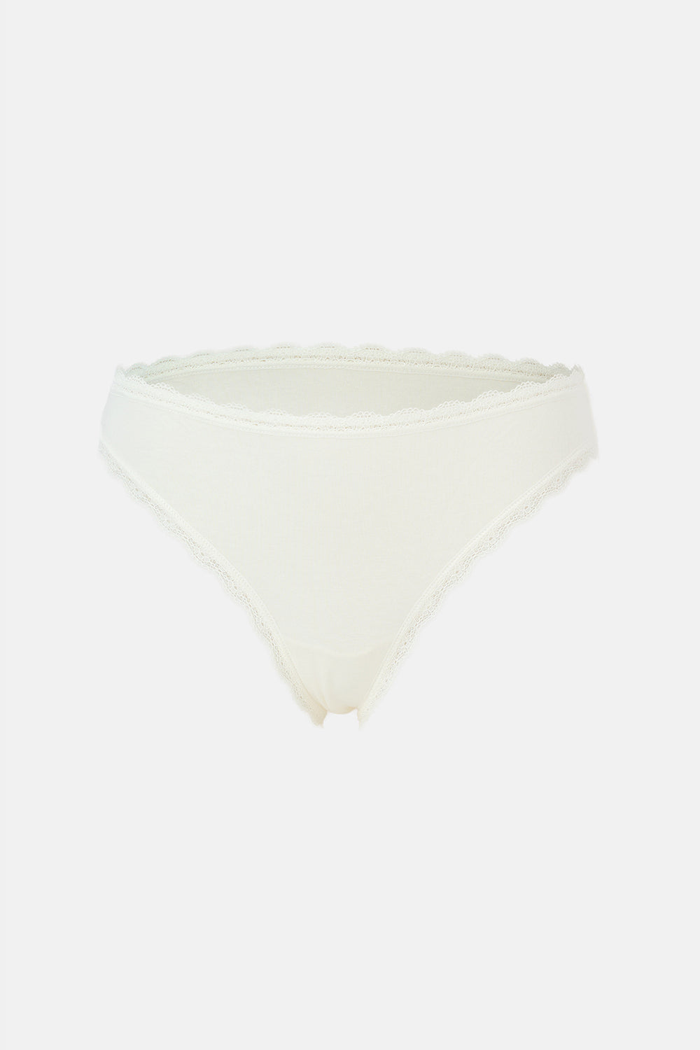 Ekru-Gri Melanj-Gül Kurusu Kadın 3'lü Dantel Detaylı Düz Brief Külot