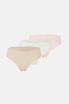 Ekru-Pudra-Vizon Kadın 3'lü Dantel Detaylı Düz Hipster Külot
