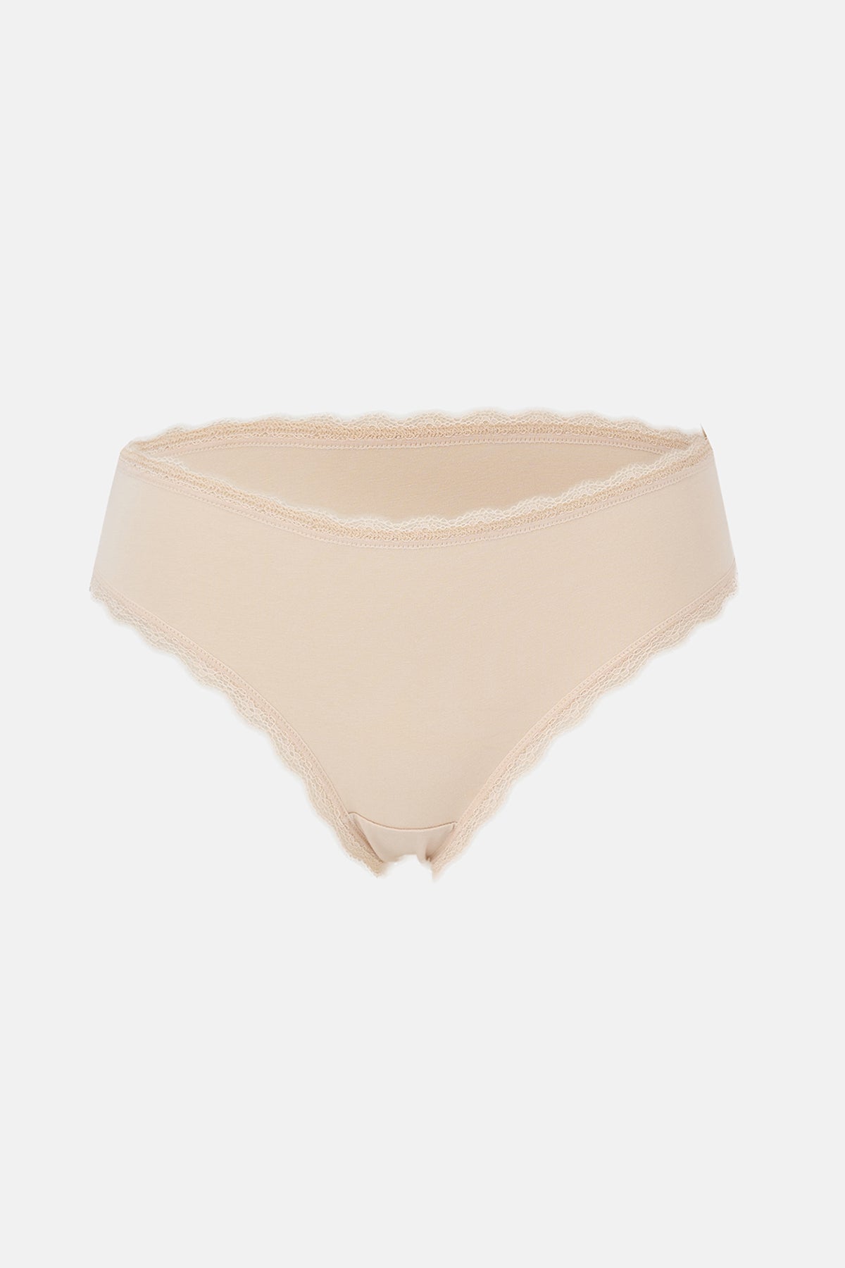 Ekru-Pudra-Vizon Kadın 3'lü Dantel Detaylı Düz Hipster Külot