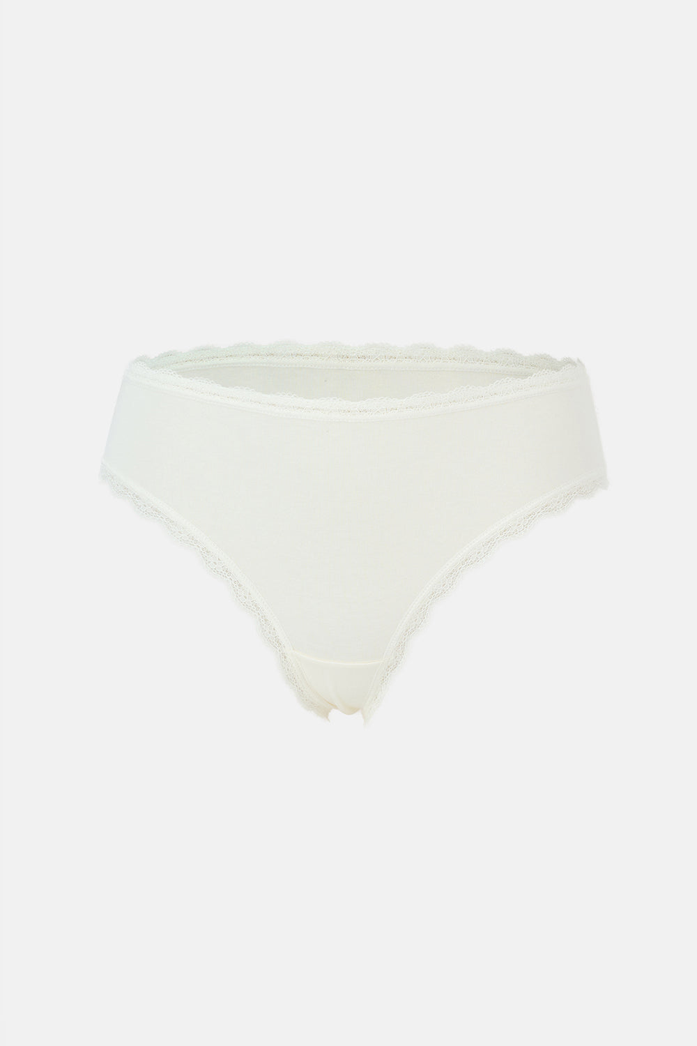 Ekru-Pudra-Vizon Kadın 3'lü Dantel Detaylı Düz Hipster Külot