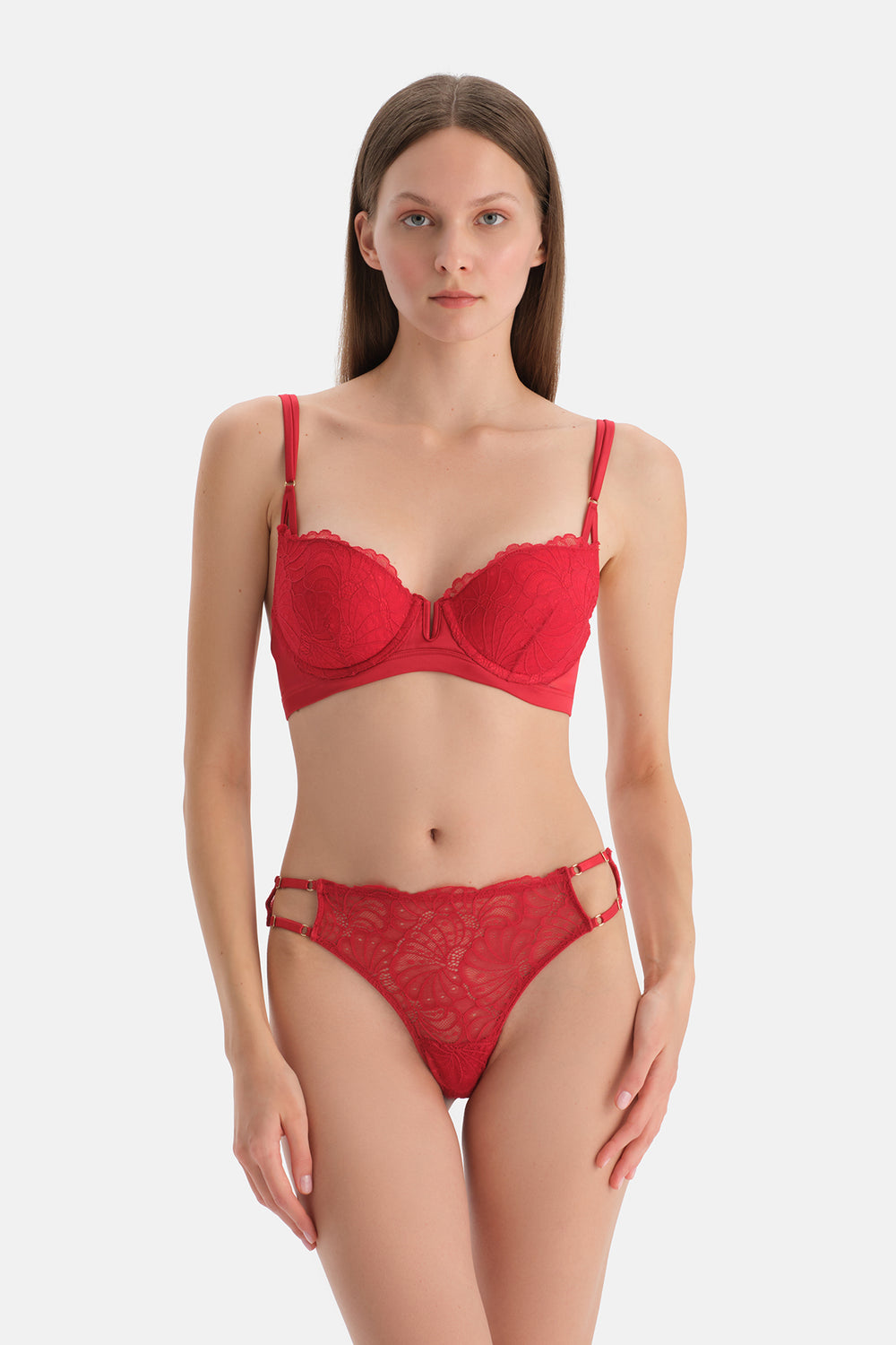 Kırmızı Dantelli Hipster Külot