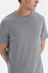 Gri Kısa Kollu Bisiklet Yaka Modal Tişört