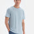Açık Mavi Bisiklet Yaka Örme Keten Karışımlı Tişört
