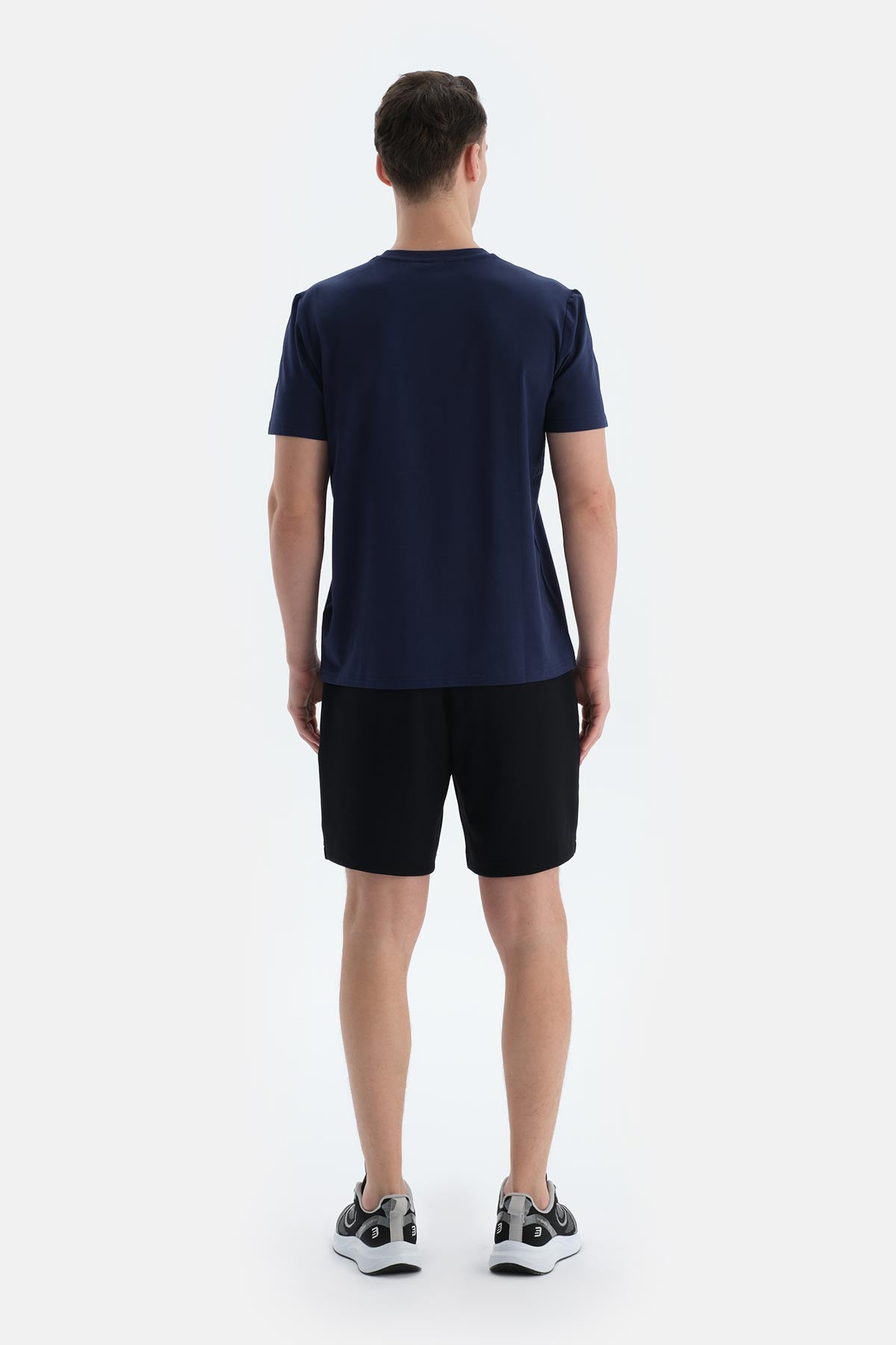 Lacivert Erkek Slogan Baskılı Modal Tişört