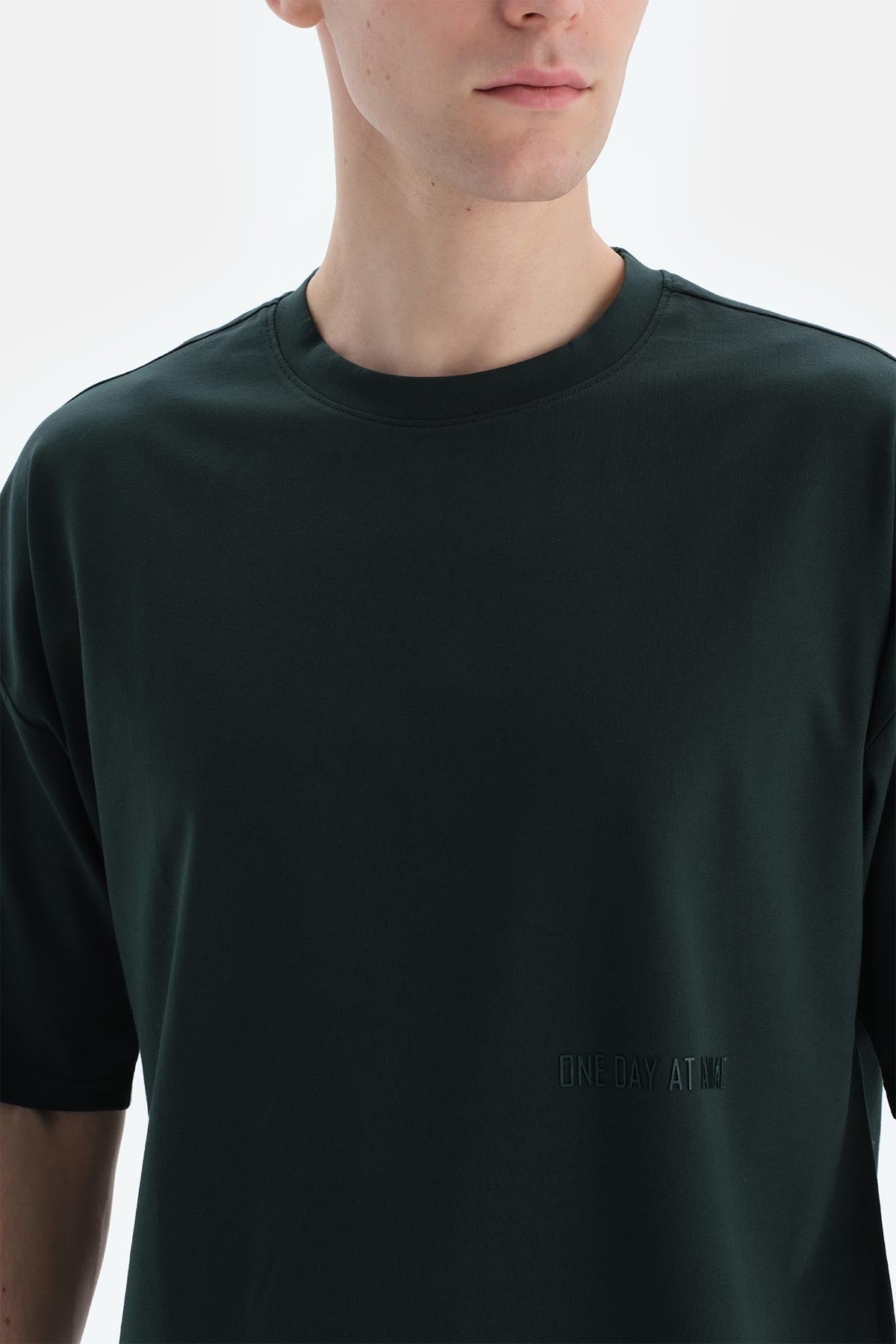 Koyu Yeşil Erkek Slogan Baskılı Tişört