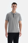 Gri Erkek Modal Karışımlı Düğmeli Tişört