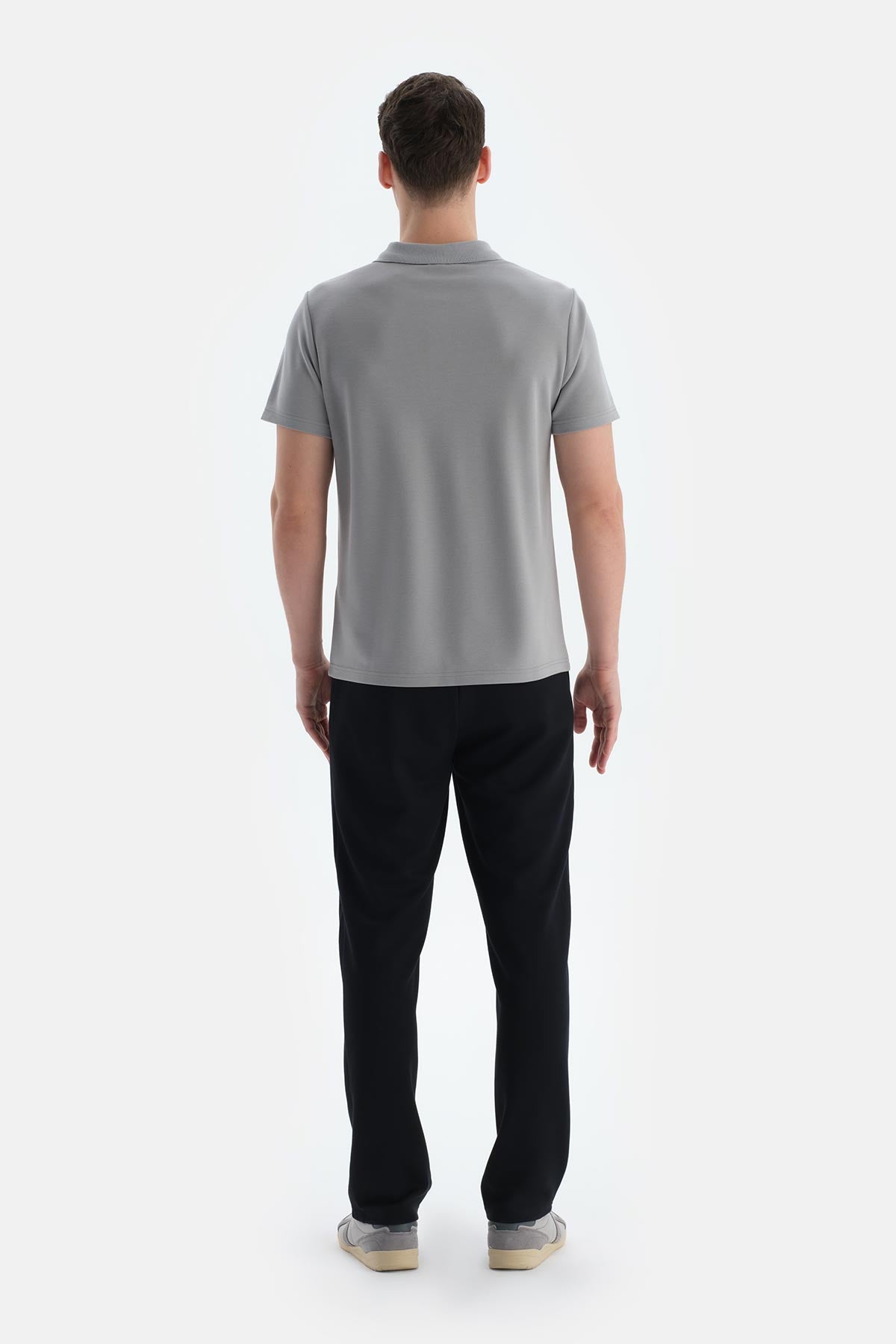 Gri Erkek Modal Karışımlı Düğmeli Tişört