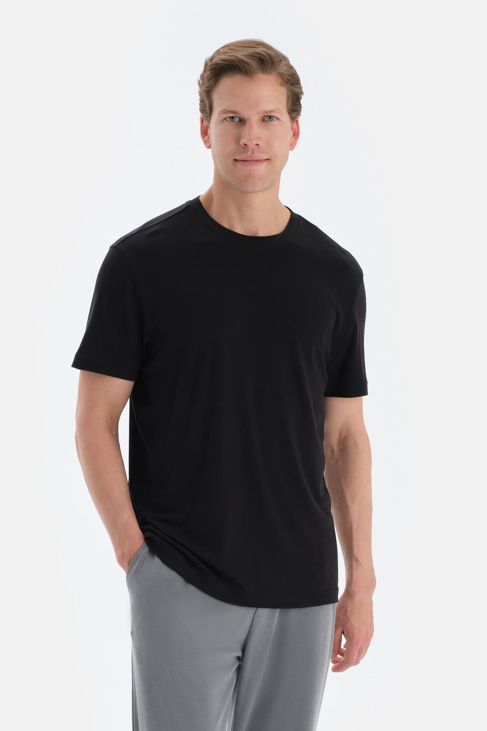 Siyah Cool Touch Bisiklet Yaka Tişört