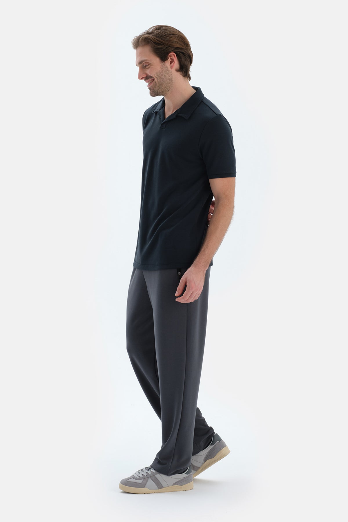 Füme Düz Paça Cepli Modal Pantolon