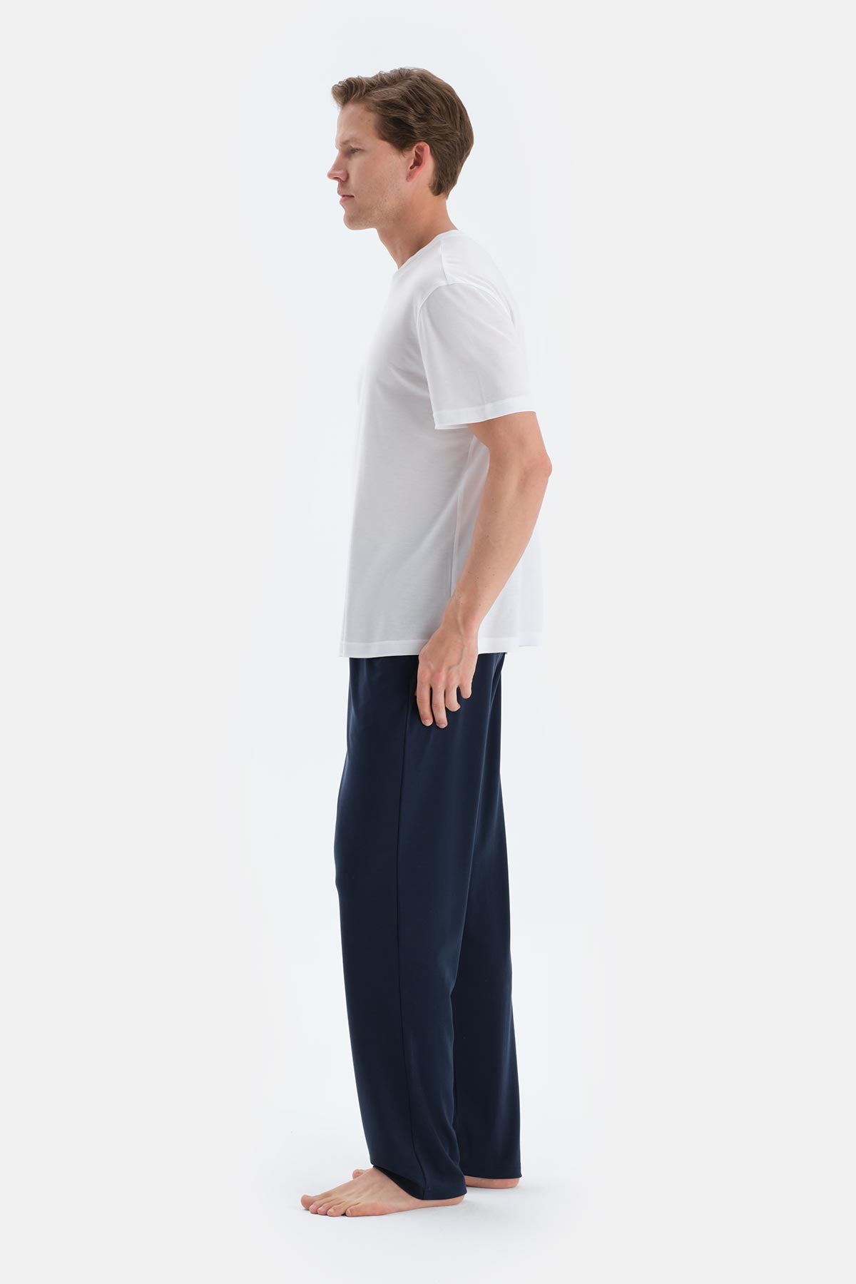 Navy MODAL PIQUE SHORTS WITH POCKETS