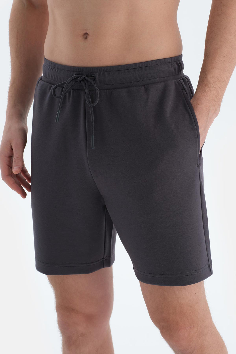 Koyu Gri Cepli Ve Kordonlu Modal Scuba Şort