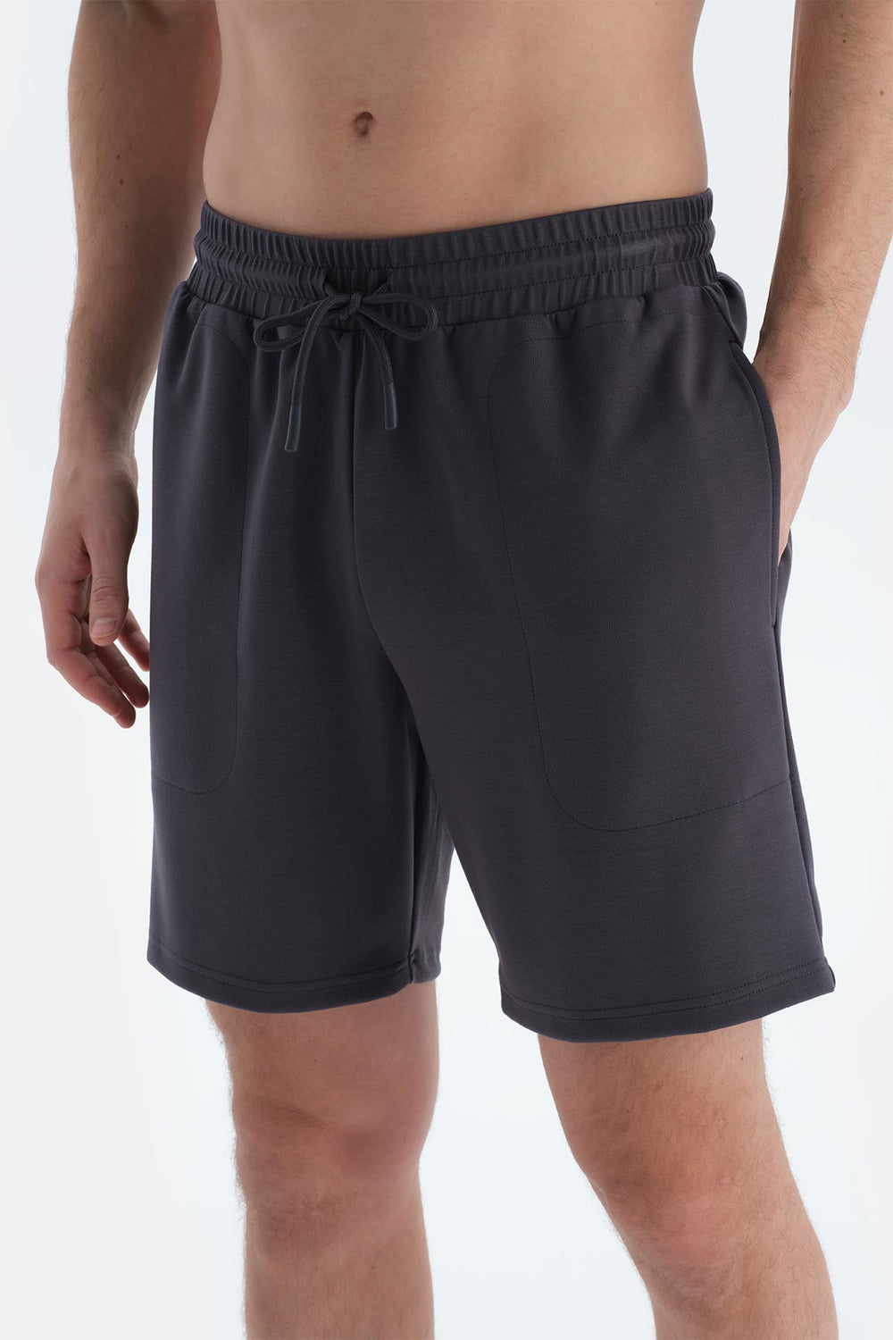 Koyu Gri Cepli Ve Kordonlu Modal Scuba Şort