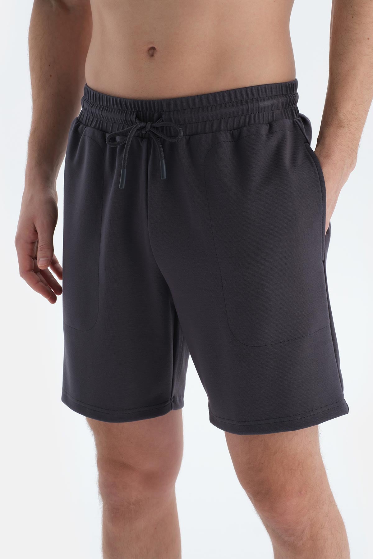 Koyu Gri Cepli Ve Kordonlu Modal Scuba Şort