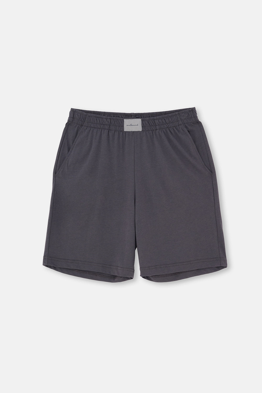 Gri-Siyah Dokuma Etiket Detaylı İkili Pamuk Modal Şort