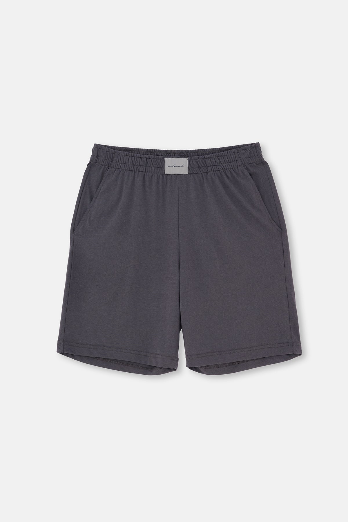 Gri-Siyah Dokuma Etiket Detaylı İkili Pamuk Modal Şort