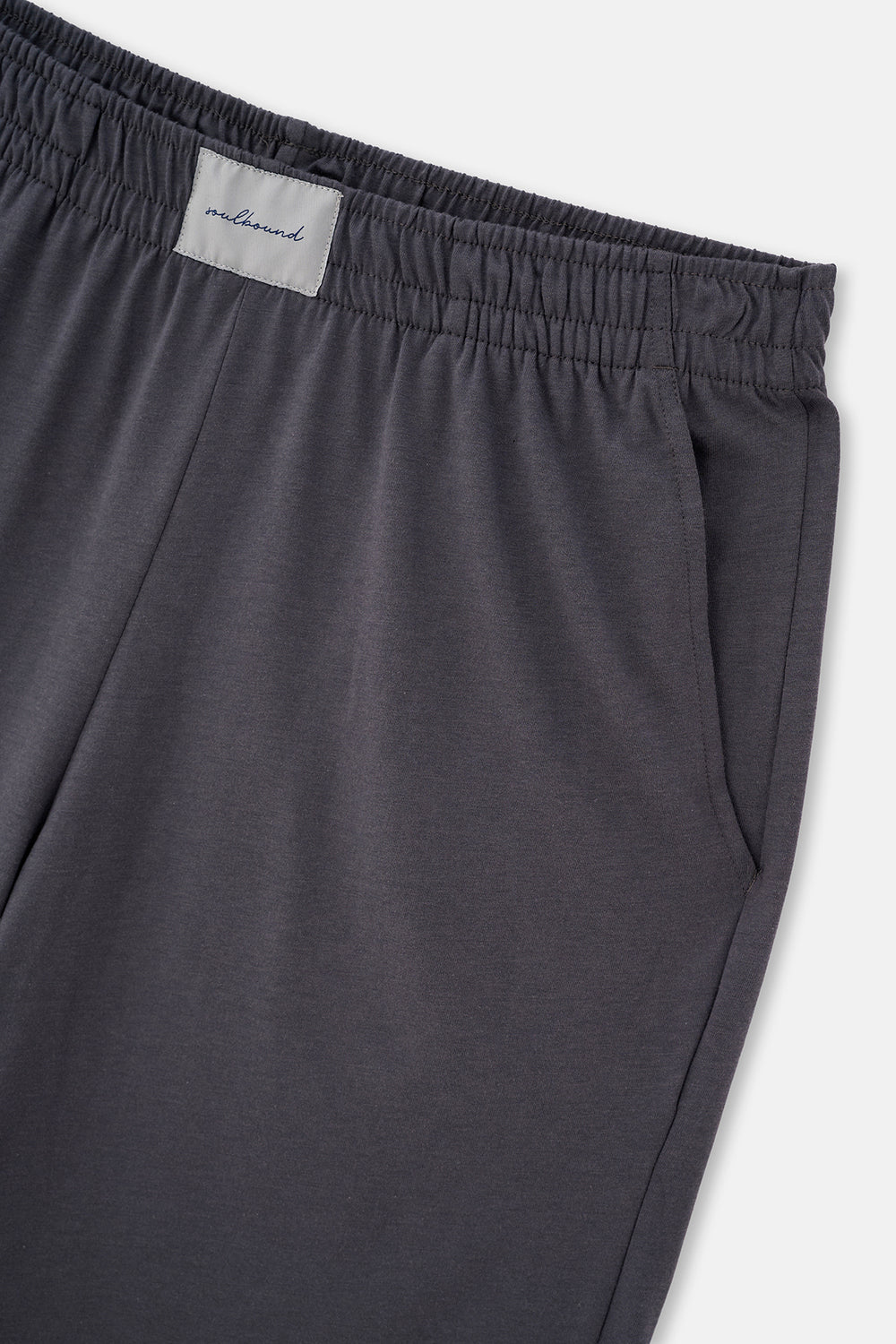 Gri-Siyah Dokuma Etiket Detaylı İkili Pamuk Modal Şort